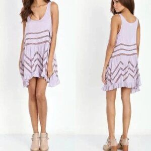Intimately Free People Lace and Voile Tiny Dot Trapeze Slip Dress in Lavender